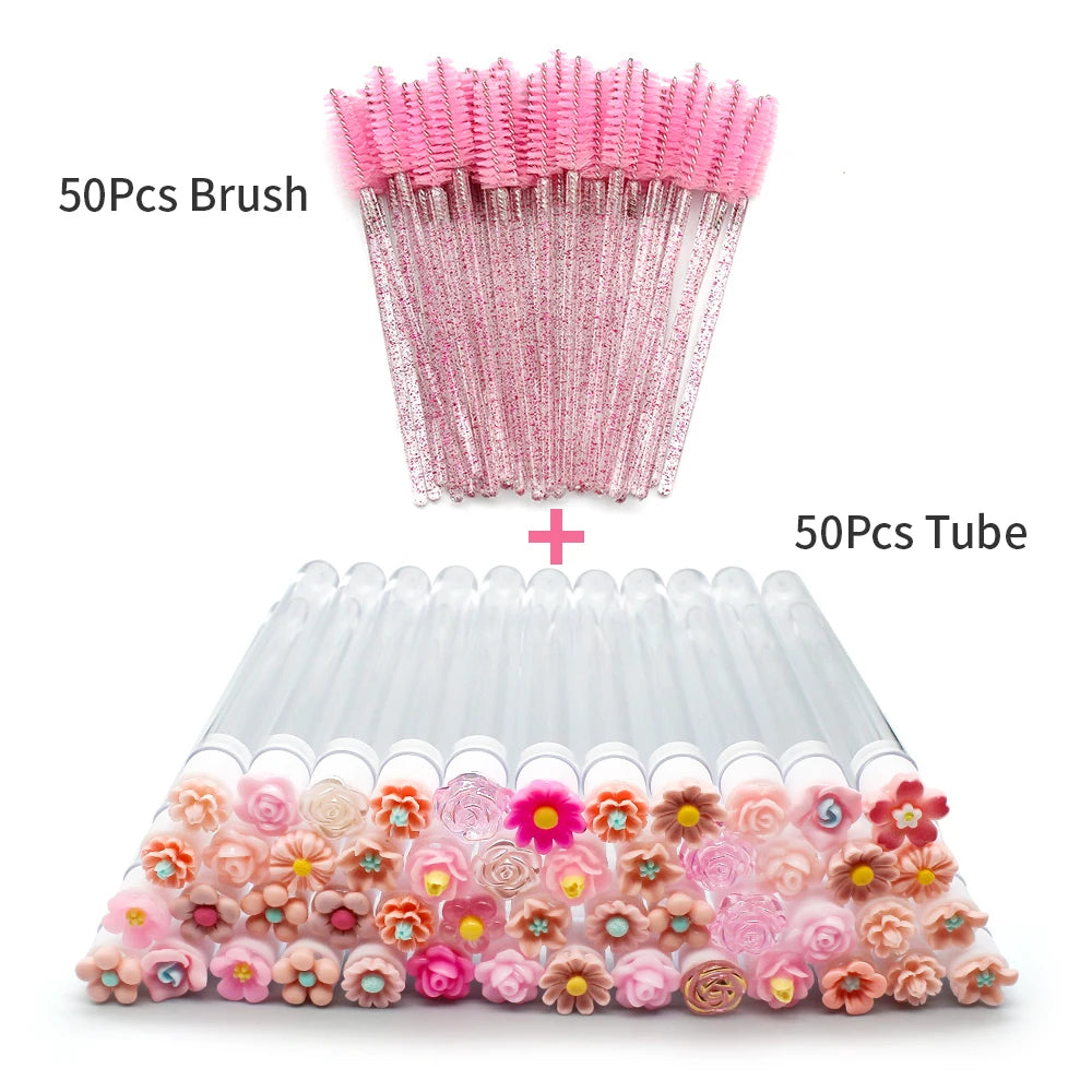 10/50PCS Reusable Eyelash Brush Tubes Eyebrow Brush Eyelash Wands Replaceable Dust-proof Cleaner Storage Tubes Makeup Tool