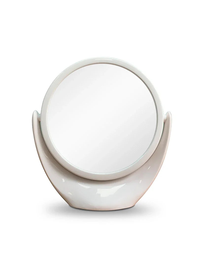 Double-sided 1x/5x Magnifying Makeup Vanity Mirror without light Free Standing 360 ° Rotation Travel Portable Cosmetic Compact