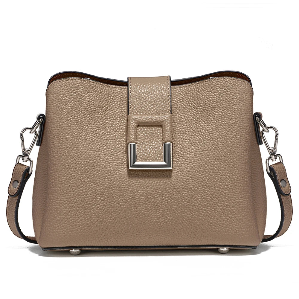 White Leather Designer Tote Bag - Zency Bucket Handbag