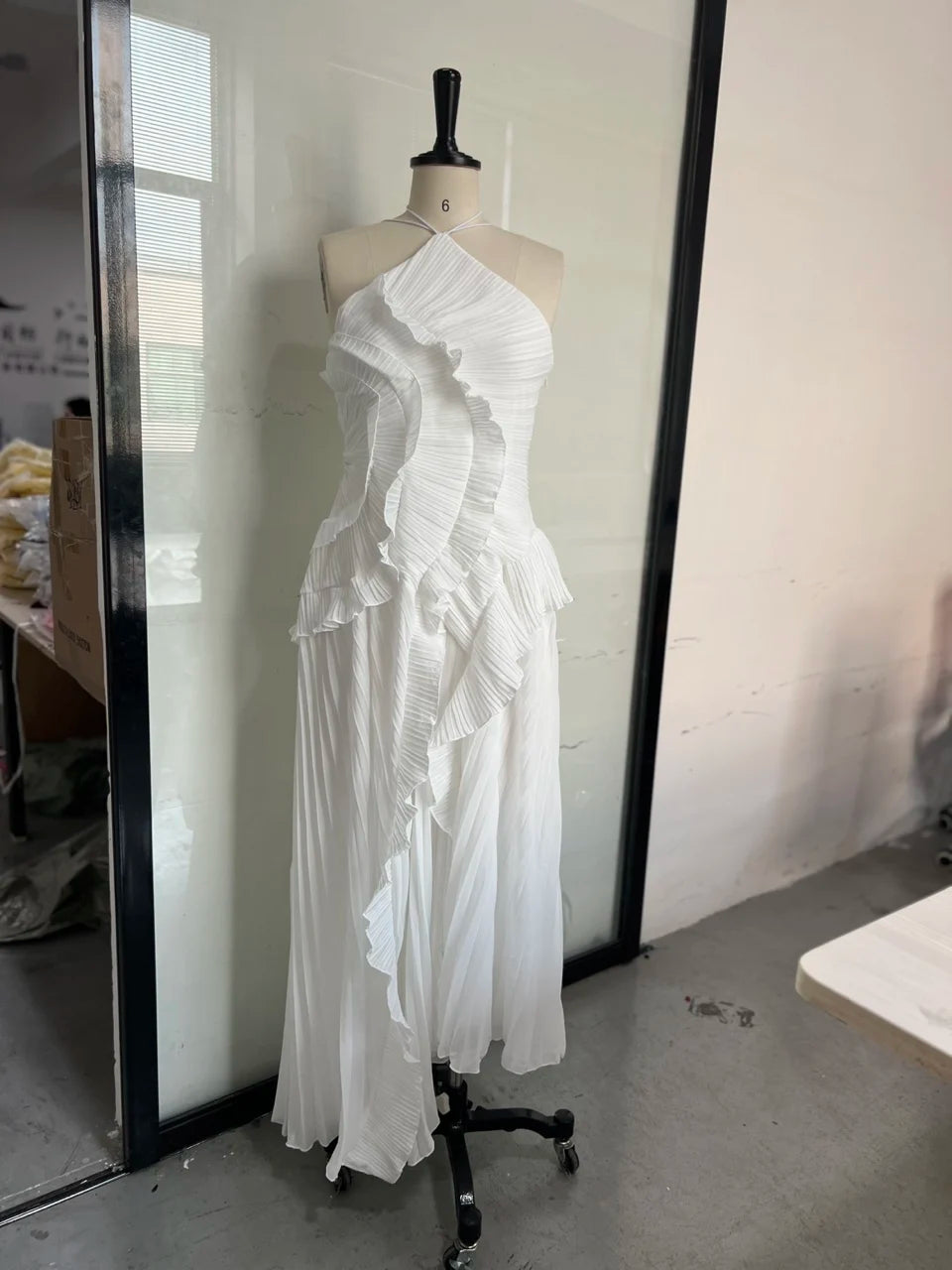 Elegant Lotus Edge Maxi Dress - Backless Halter Style