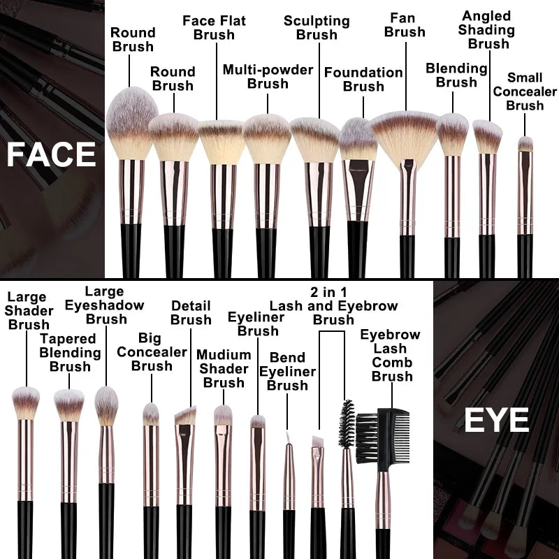 Professional 3-20PCS Makeup Brushes Set Soft Fluffy Eyeshadow Foundation Concealer Blending Blush Brush Kabuki Women Beauty Tool