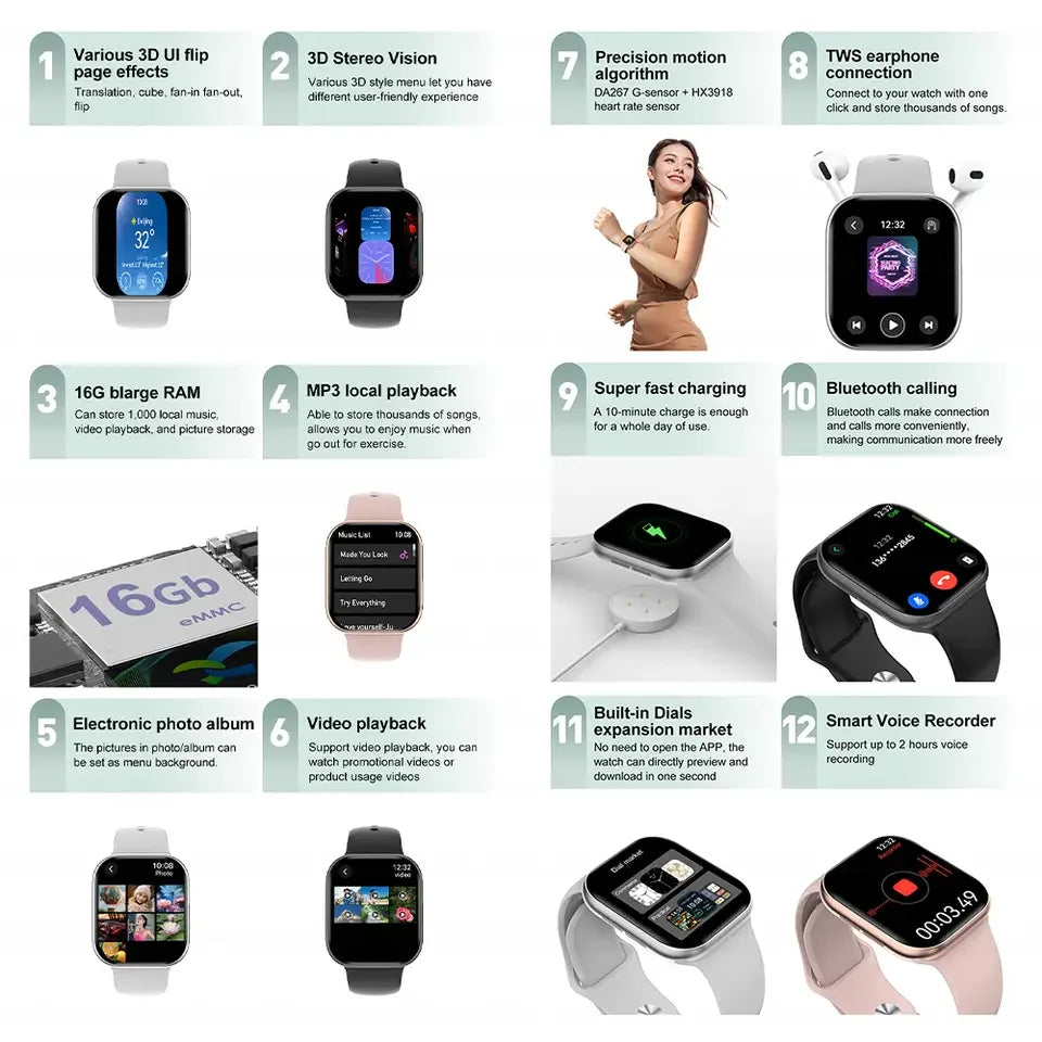 GPS Smart Watch Series 10 - Bluetooth Calling & Music Storage