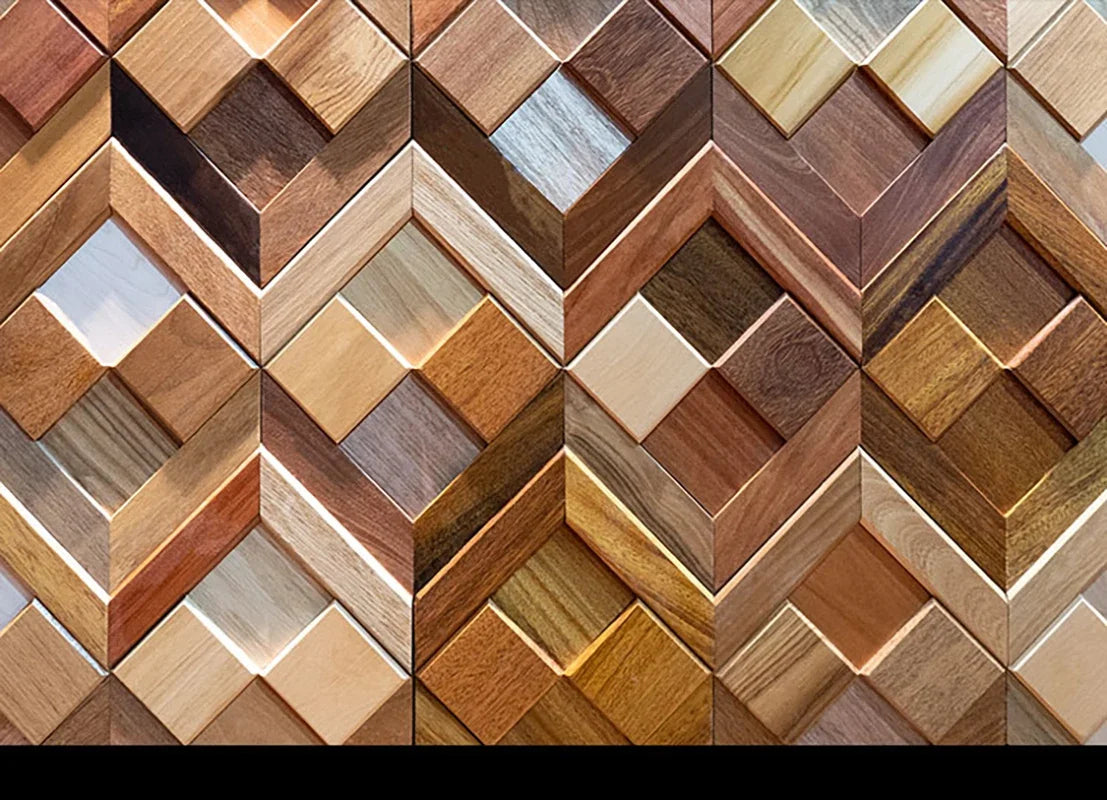 Mosaic Solid Wood Decorative Wall Panel - Background Wall Art for Living Rooms