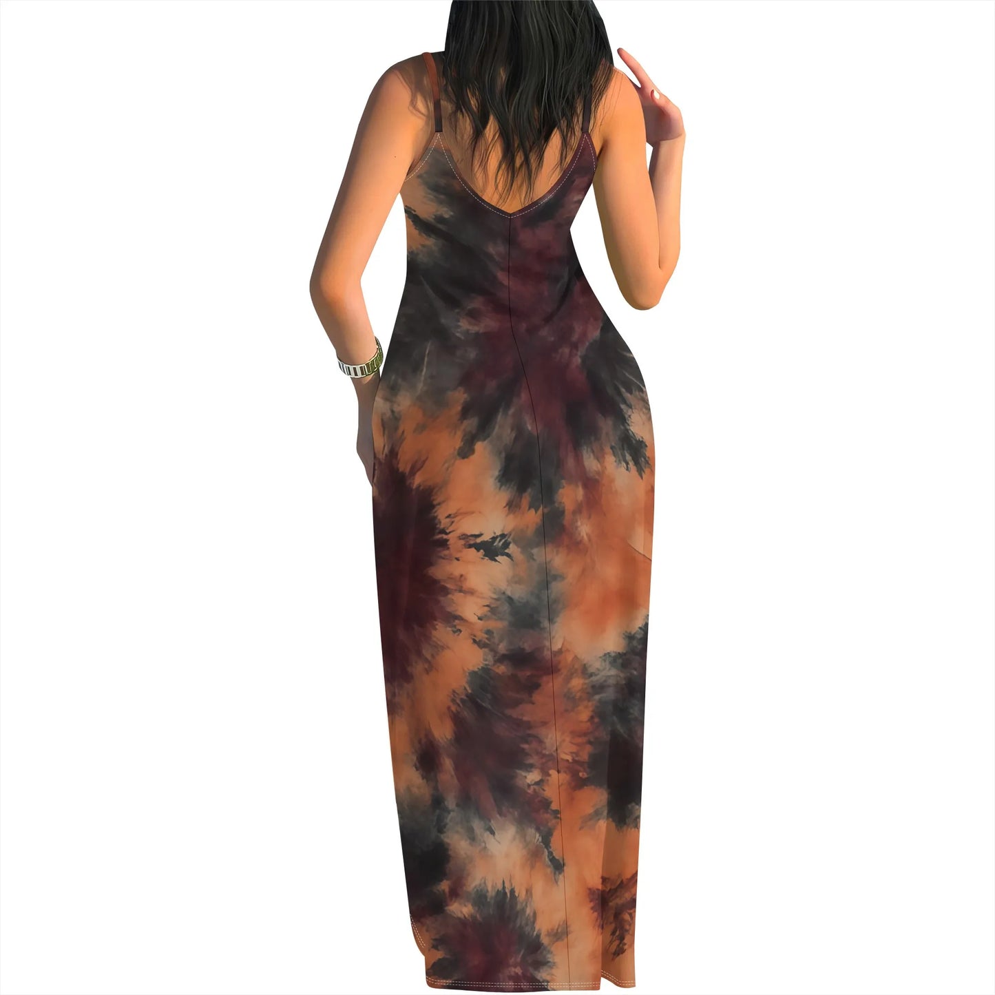 Tie-Dye Maxi Dress - Boho Spaghetti Strap Festival Style