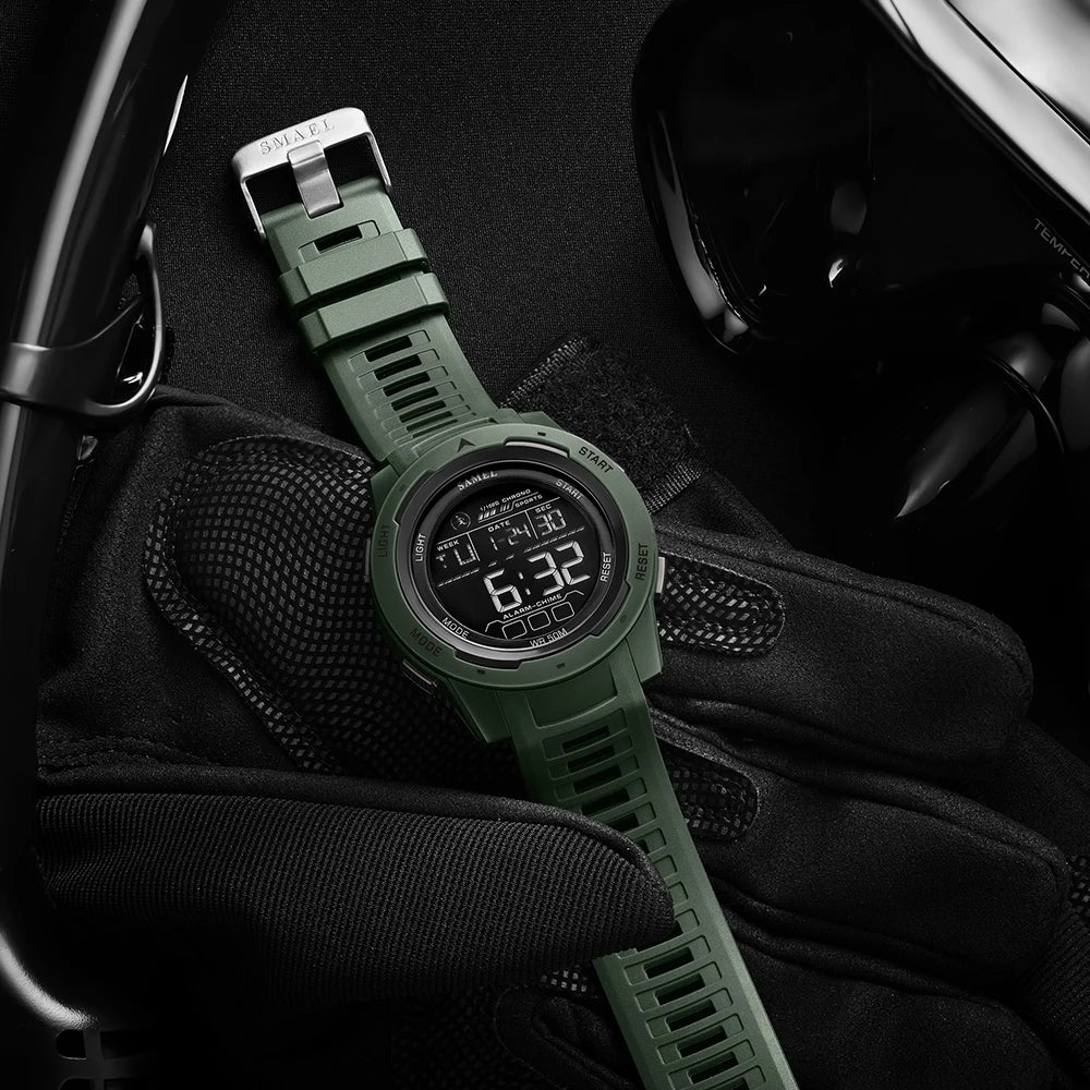 SMAEL Digital Watches Sports LED Wristwatches Men's  50m Waterproof Sport Watch Digital Light Stopwatch 8105  Military Watch Men