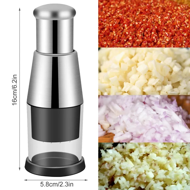 Stainless Steel Garlic Press - Manual Handheld Garlic Crusher