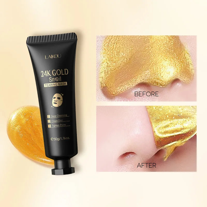 LAIKOU 24K Gold Sakura Peeling Face Mask - Anti-Wrinkle & Blackhead Removal