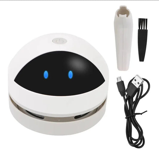 USB Rechargeable Desk Dust Vacuum - Mini Desktop Cleaner with Brush