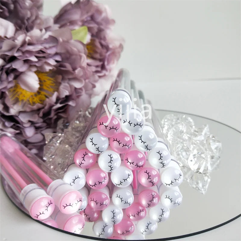 50Pcs Eyelash Brush Tube Disposable Mascara Wands Tube Reusable Lash Spoolies Brush Dust-proof Cleaner Storage Tubes