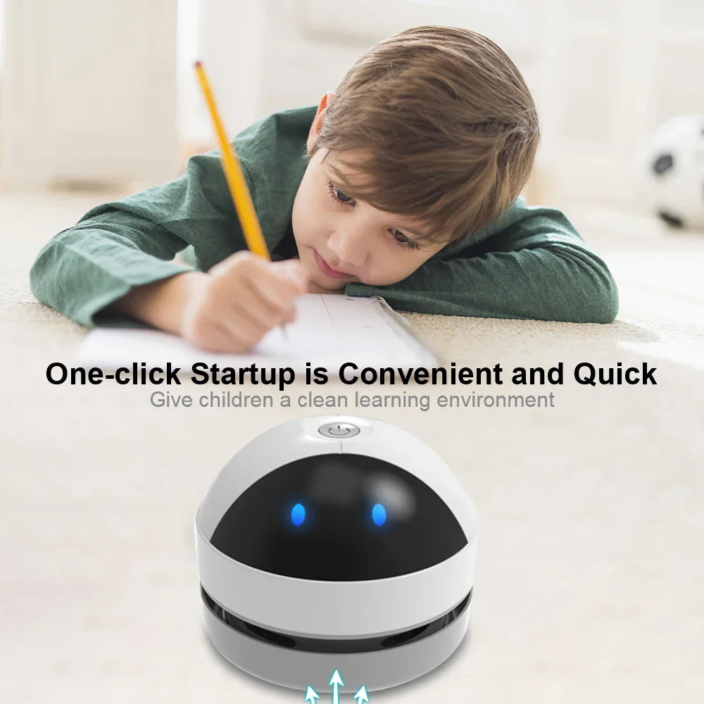 USB Rechargeable Desk Dust Vacuum - Mini Desktop Cleaner with Brush