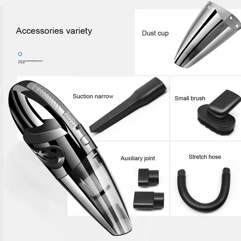 Cordless Vacuum Cleaner - 120W Powerful Cyclone Suction, Portable Rechargeable Handheld Car & Home Vacuum for Pet Hair